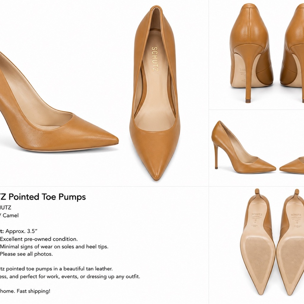 SCHUTZ Tan Pointed-Toe Leather Stiletto Pumps